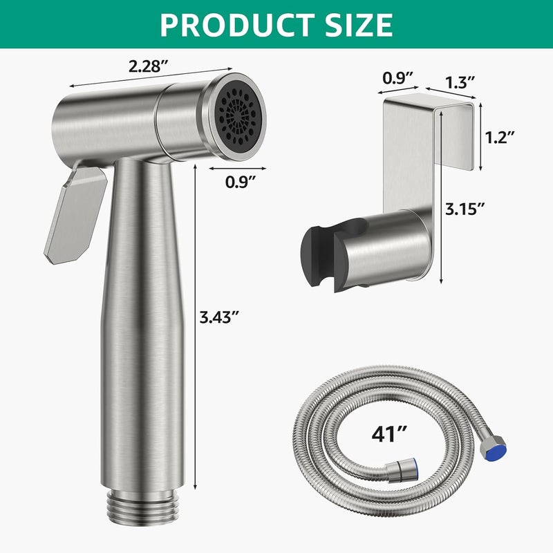 Mbillion Handheld Bidet Sprayer for Toilet Brushed Nickel with Leakproof Hose,Stainless Steel Cloth Diaper Sprayer,Adjustable Water Pressure,Dual Mode Wall/Toilet Mount Jet Spray for Baby Feminine Senior Wash - Image 2